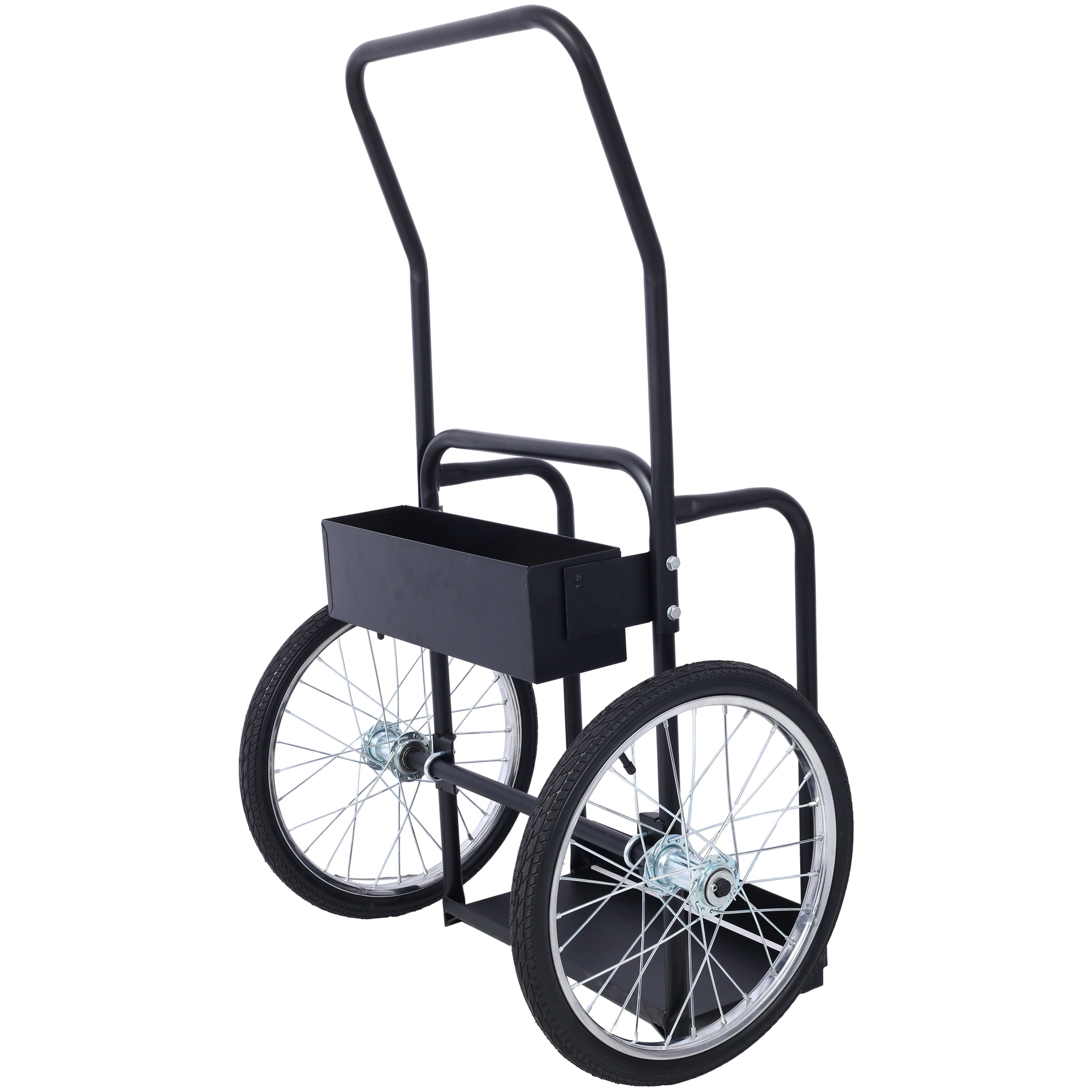 Large Dual Oxygen Tank Cart Dolly Double Cylinder Cart, 20" pneumatic Wheels Includes two fastening belts ,black