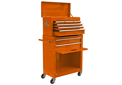 High Capacity Rolling Tool Chest with Wheels and Drawers, 8-Drawer Tool Storage Cabinet--ORANGE