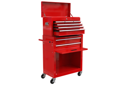 High Capacity Rolling Tool Chest with Wheels and Drawers, 8-Drawer Tool Storage Cabinet--RED