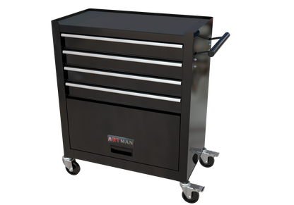 4 Drawers Tool Cabinet with Tool Sets-BLACK