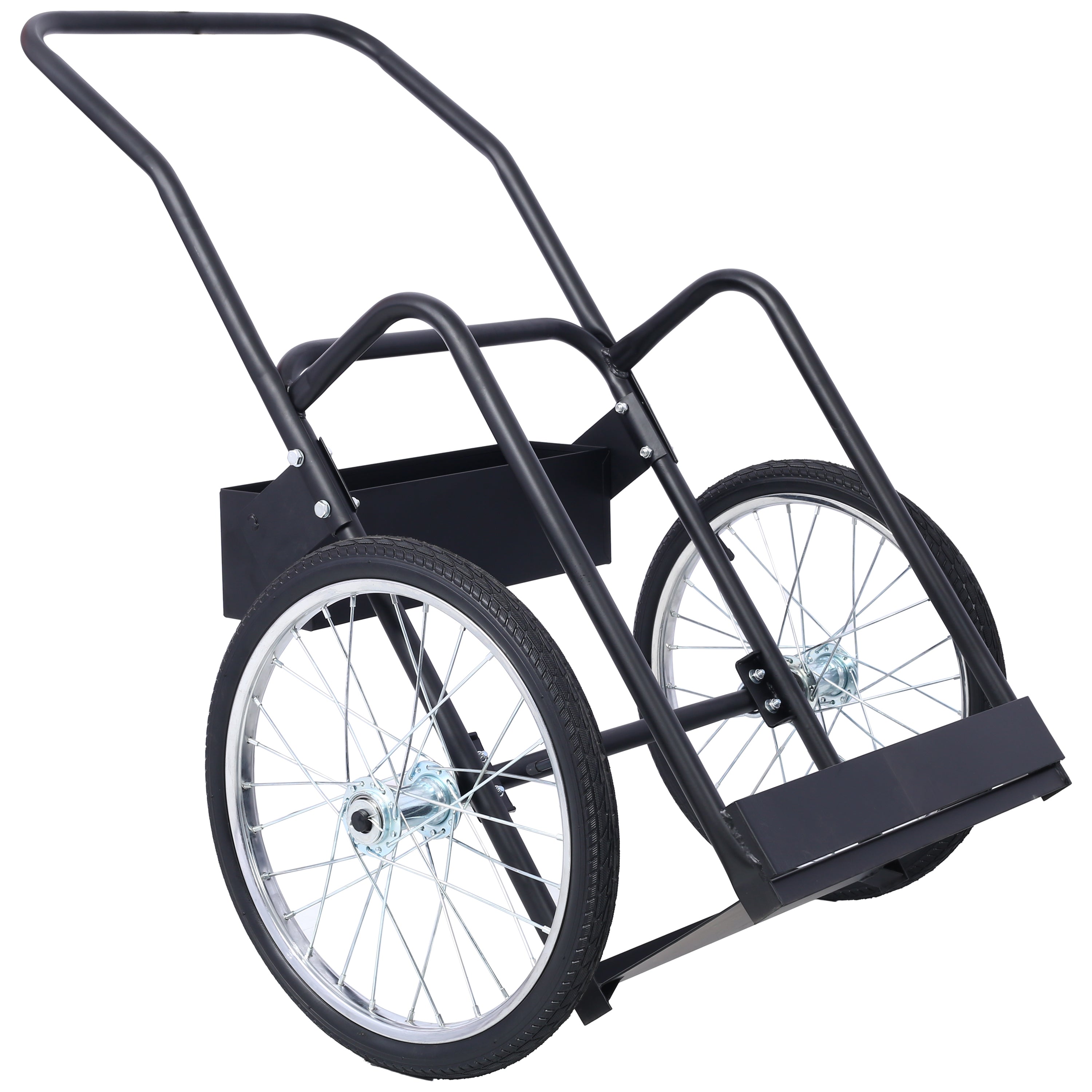 Large Dual Oxygen Tank Cart Dolly Double Cylinder Cart, 20" pneumatic Wheels Includes two fastening belts ,black