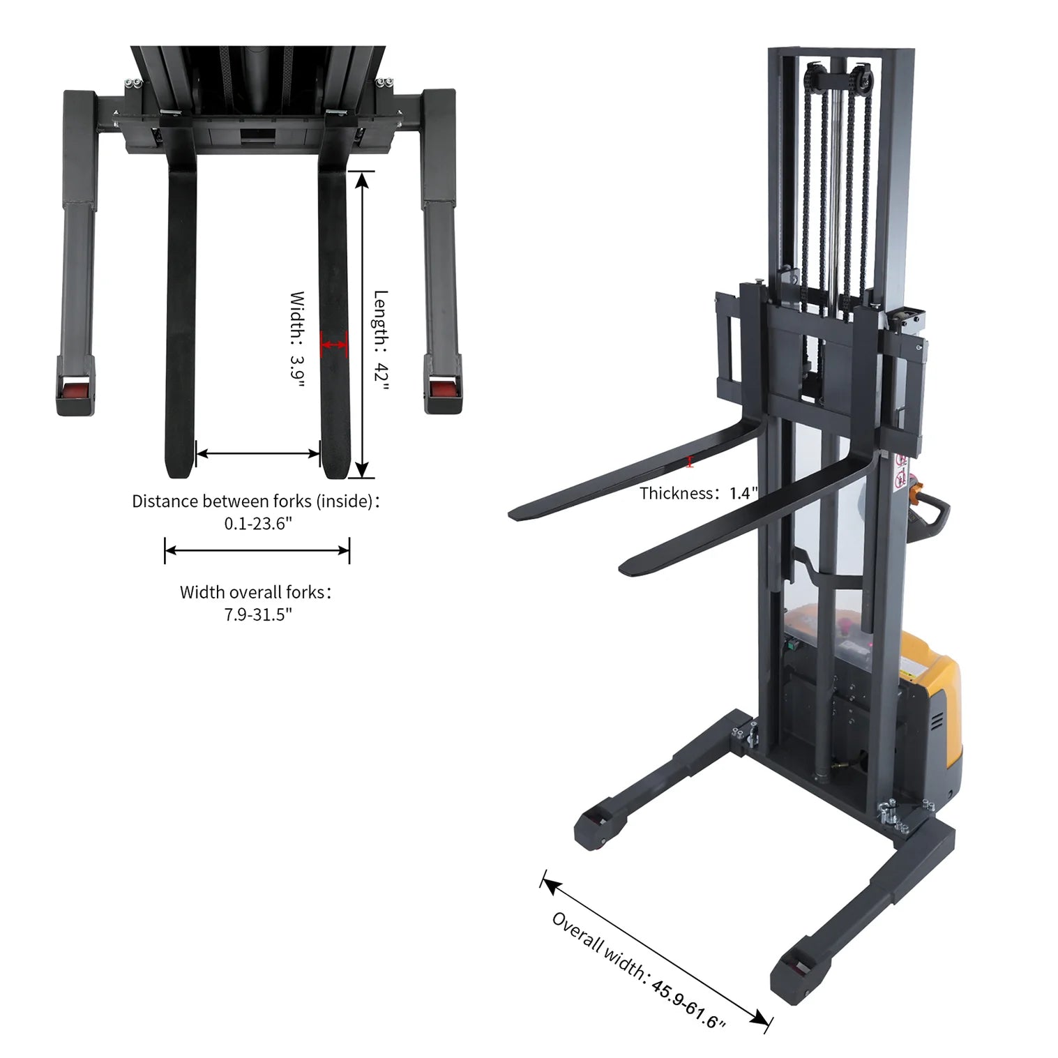 Full Electric Straddle Stacker A-3051 (3,300 lb) 138" Lift