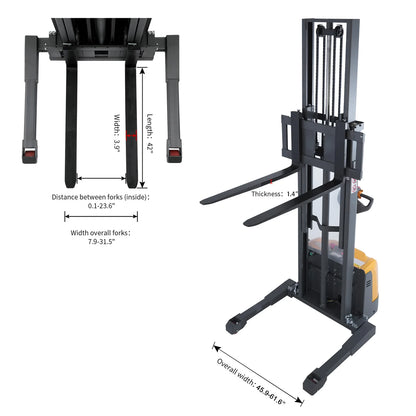 Full Electric Straddle Stacker A-3051 (3,300 lb) 138" Lift