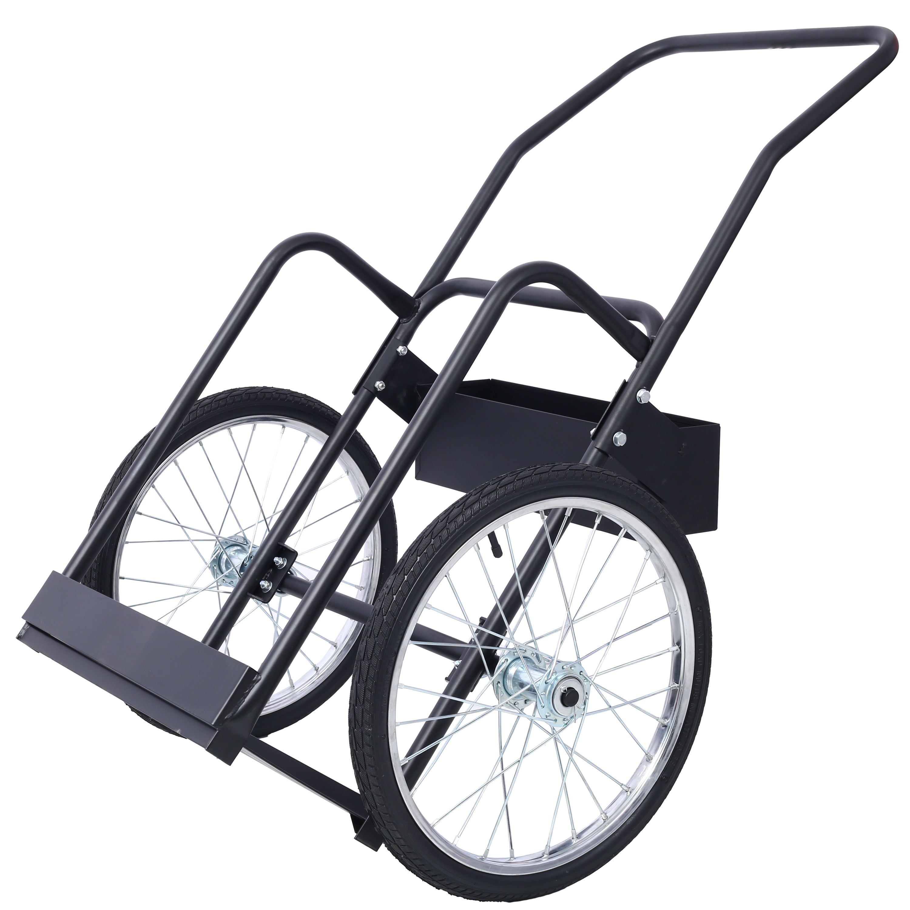 Large Dual Oxygen Tank Cart Dolly Double Cylinder Cart, 20" pneumatic Wheels Includes two fastening belts ,black