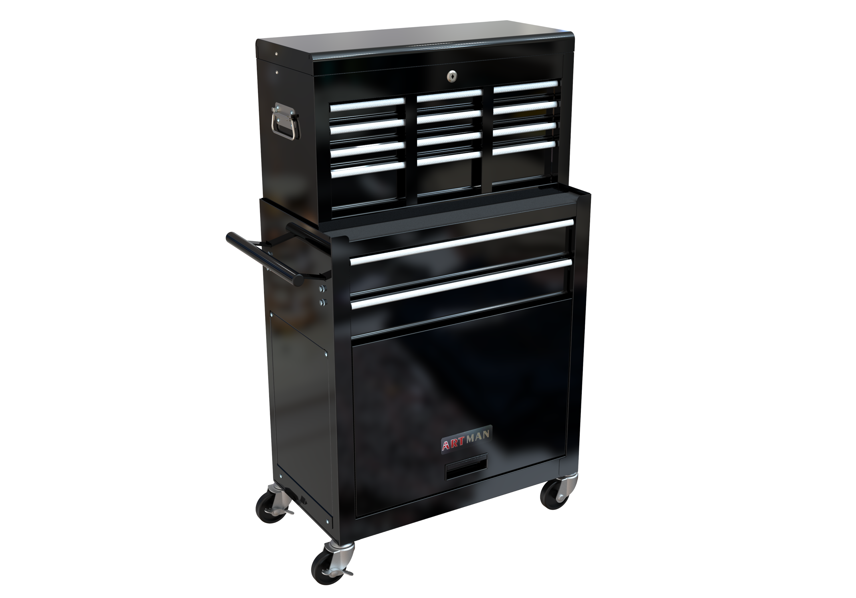 High Capacity Rolling Tool Chest with Wheels and Drawers, 8-Drawer Tool Storage Cabinet--BLACK