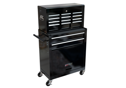 High Capacity Rolling Tool Chest with Wheels and Drawers, 8-Drawer Tool Storage Cabinet--BLACK