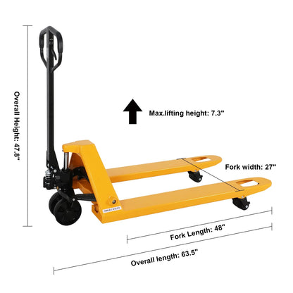 Hydraulic Pallet Jack A-1007(Nylon)| 48" x 27" Forks | Nylon Wheels