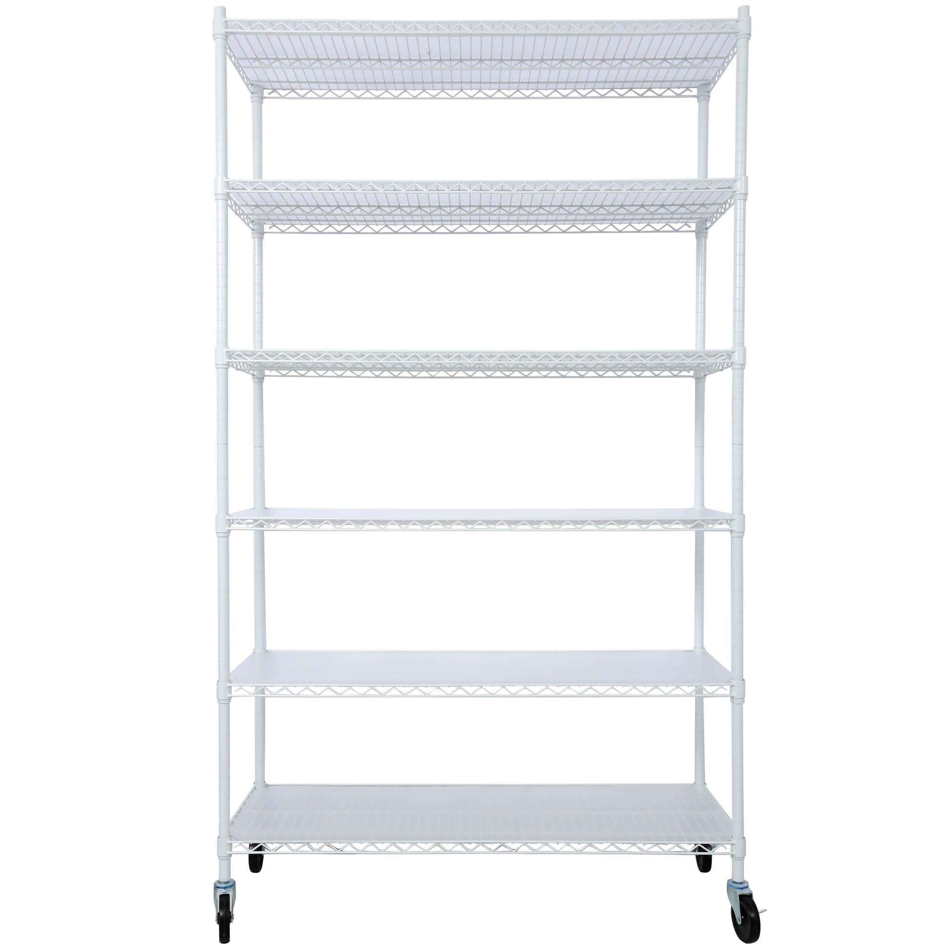 6 Tier 6000lbs Capacity NSF Metal Shelf Wire Shelving Unit, Heavy Duty Adjustable Storage Rack with Wheels & Shelf Liners