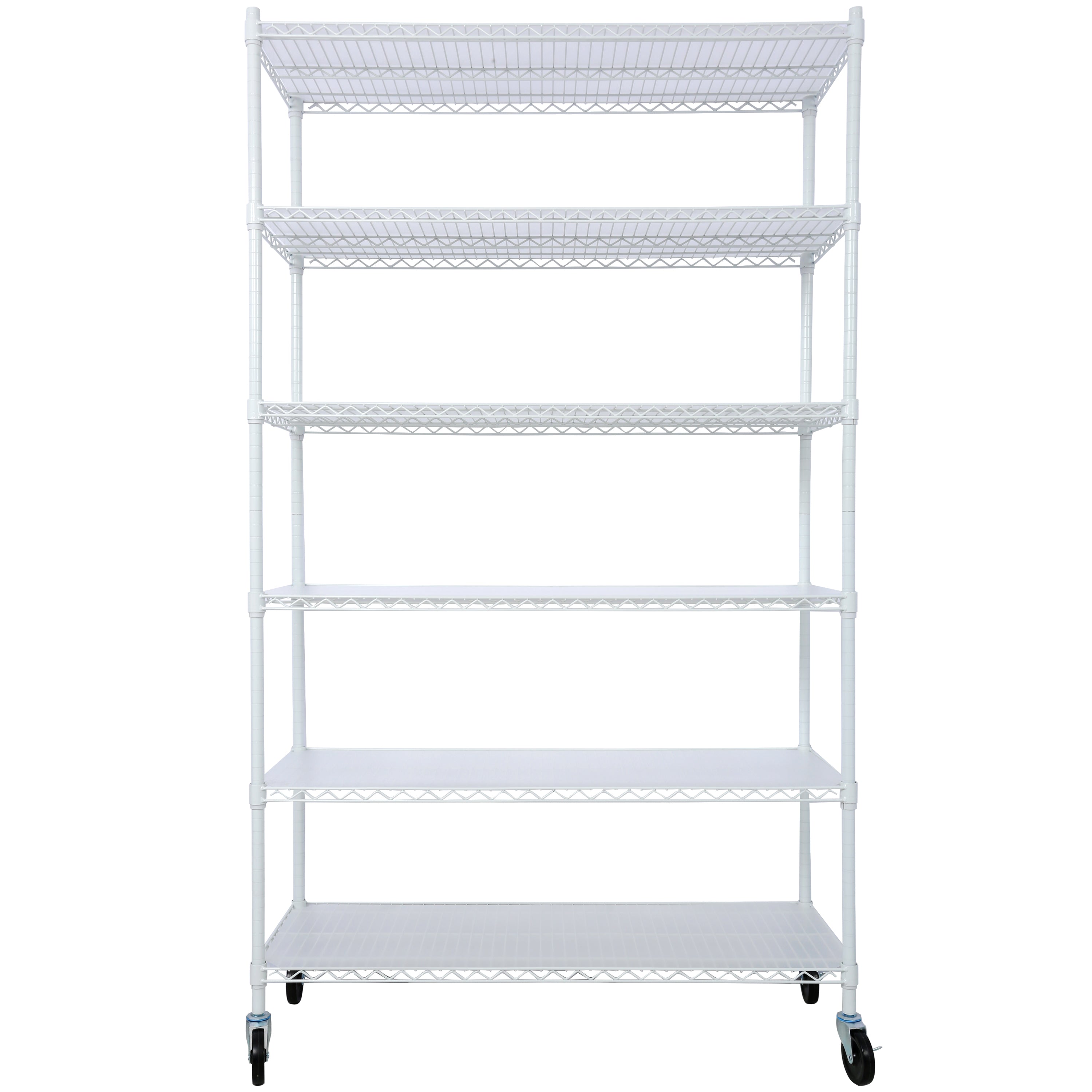 6 Tier 6000lbs Capacity NSF Metal Shelf Wire Shelving Unit, Heavy Duty Adjustable Storage Rack with Wheels & Shelf Liners