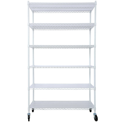 6 Tier 6000lbs Capacity NSF Metal Shelf Wire Shelving Unit, Heavy Duty Adjustable Storage Rack with Wheels & Shelf Liners