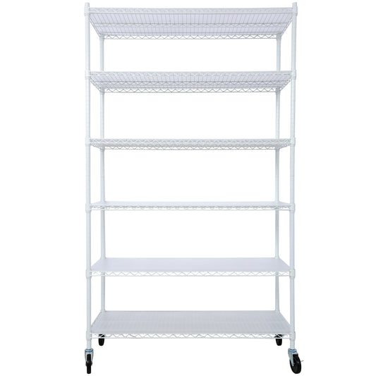 6 Tier 6000lbs Capacity NSF Metal Shelf Wire Shelving Unit, Heavy Duty Adjustable Storage Rack with Wheels & Shelf Liners