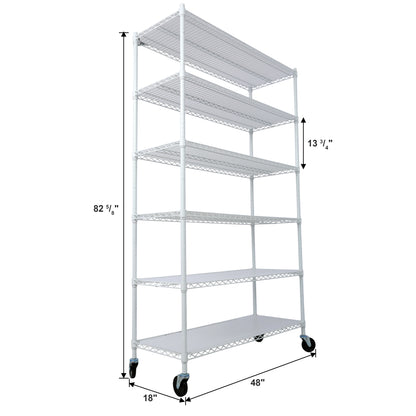 6 Tier 6000lbs Capacity NSF Metal Shelf Wire Shelving Unit, Heavy Duty Adjustable Storage Rack with Wheels & Shelf Liners