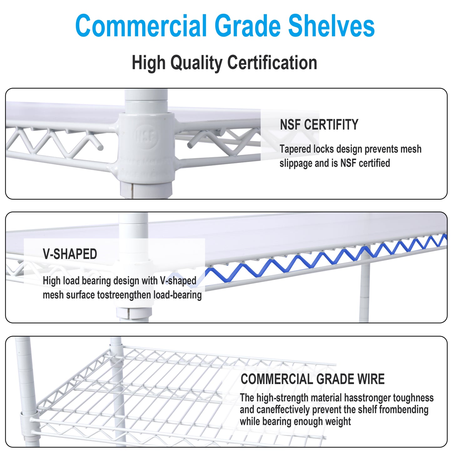 6 Tier 6000lbs Capacity NSF Metal Shelf Wire Shelving Unit, Heavy Duty Adjustable Storage Rack with Wheels & Shelf Liners