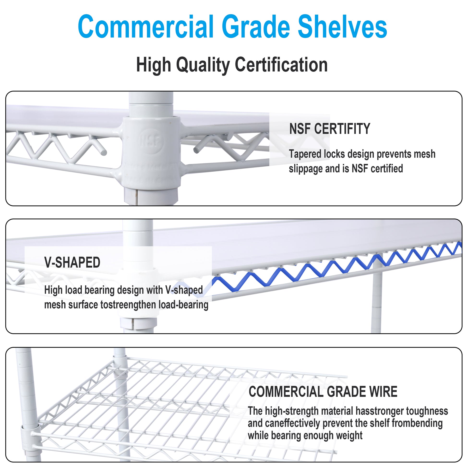 6 Tier 6000lbs Capacity NSF Metal Shelf Wire Shelving Unit, Heavy Duty Adjustable Storage Rack with Wheels & Shelf Liners