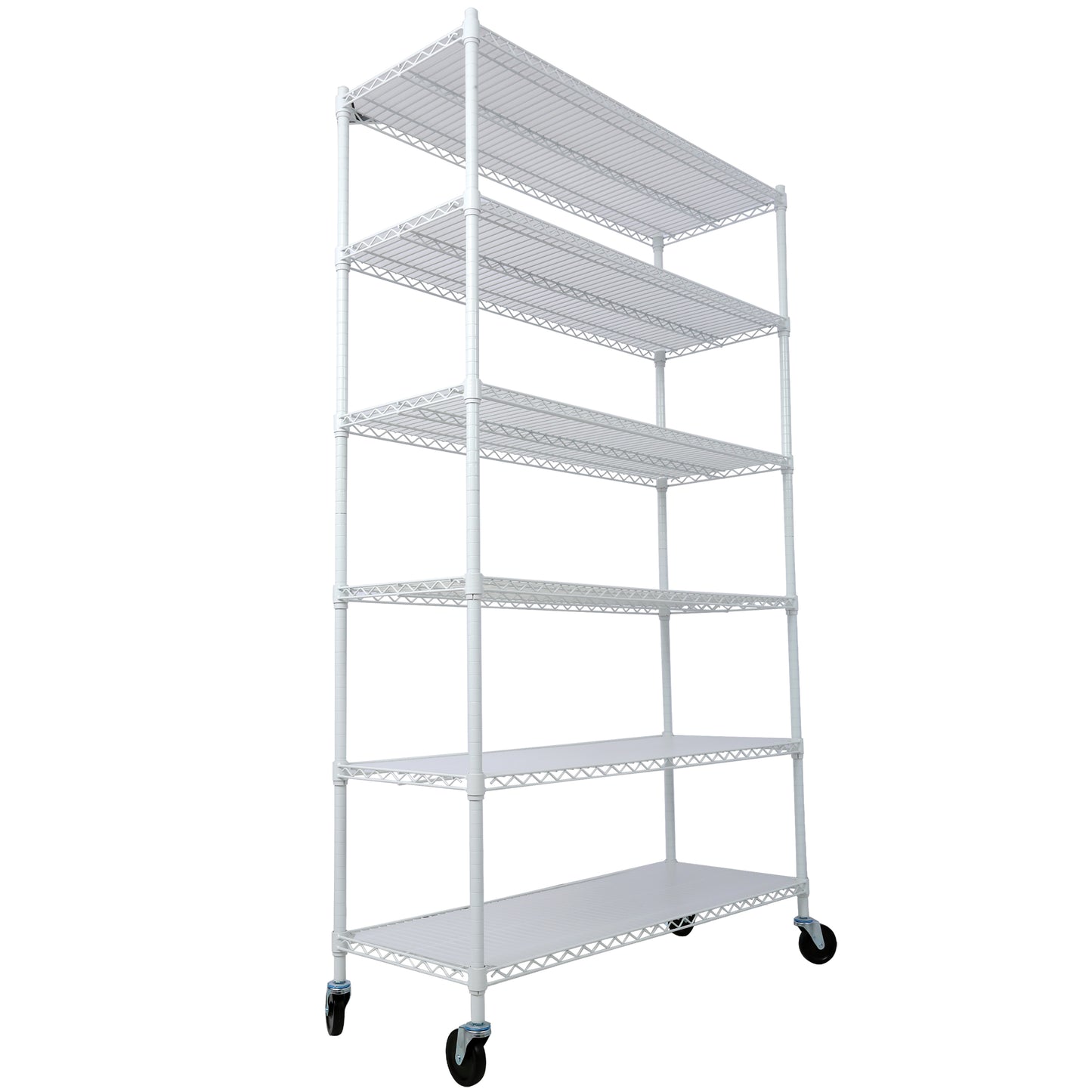 6 Tier 6000lbs Capacity NSF Metal Shelf Wire Shelving Unit, Heavy Duty Adjustable Storage Rack with Wheels & Shelf Liners