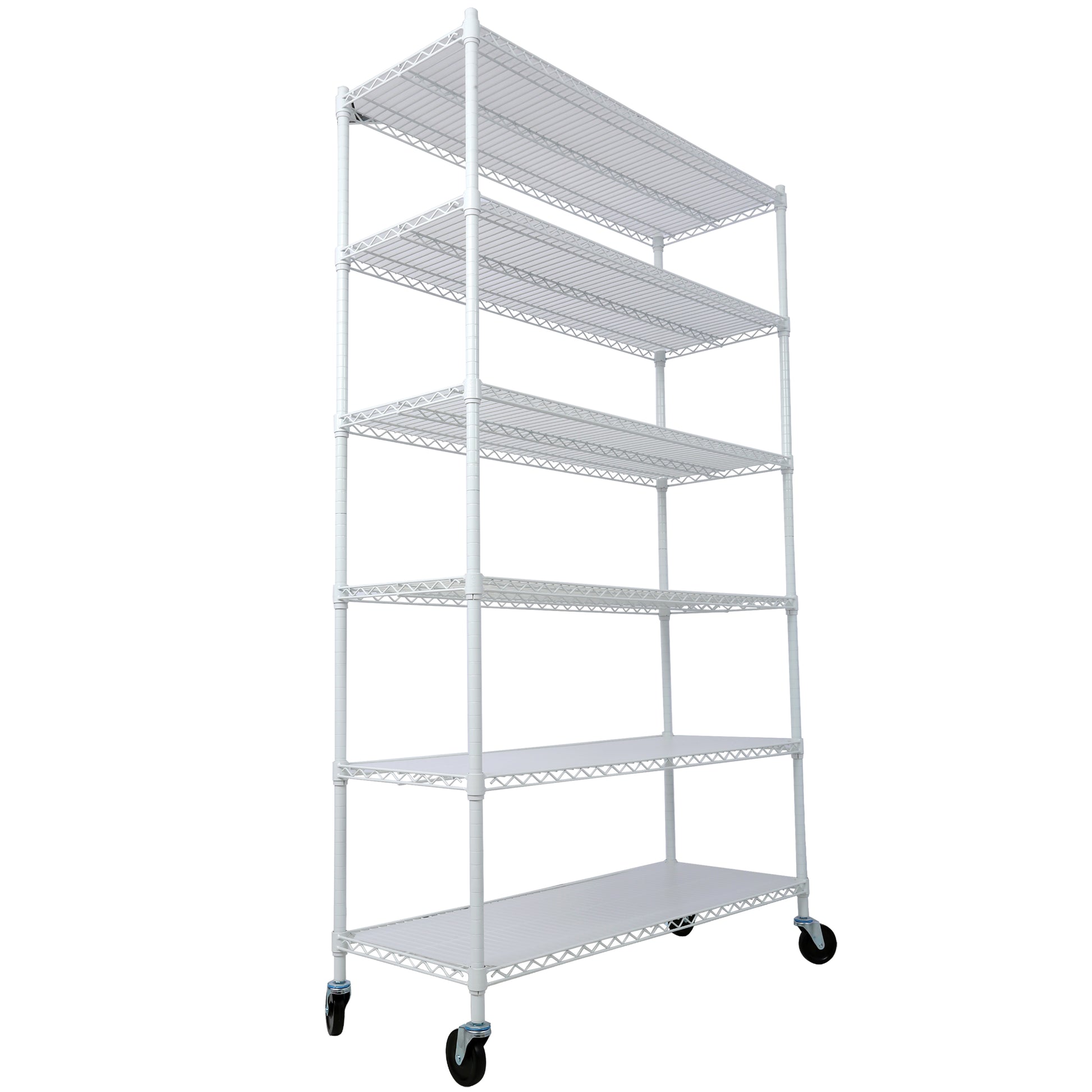 6 Tier 6000lbs Capacity NSF Metal Shelf Wire Shelving Unit, Heavy Duty Adjustable Storage Rack with Wheels & Shelf Liners