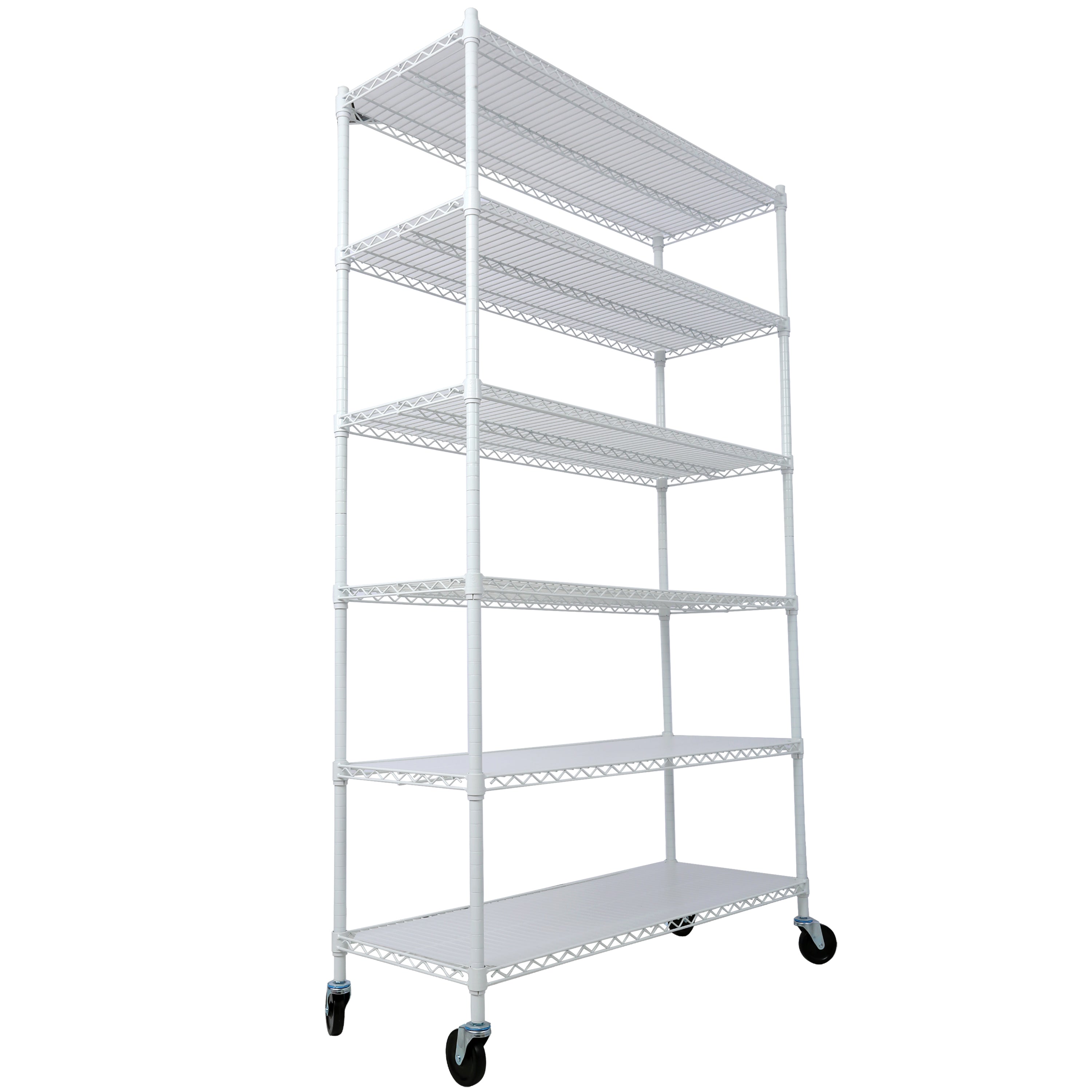 6 Tier 6000lbs Capacity NSF Metal Shelf Wire Shelving Unit, Heavy Duty Adjustable Storage Rack with Wheels & Shelf Liners