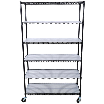 6 Tier 6000lbs Capacity NSF Metal Shelf Wire Shelving Unit, Heavy Duty Adjustable Storage Rack with Wheels & Shelf Liners