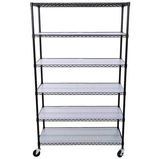 6 Tier 6000lbs Capacity NSF Metal Shelf Wire Shelving Unit, Heavy Duty Adjustable Storage Rack with Wheels & Shelf Liners