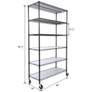 6 Tier 6000lbs Capacity NSF Metal Shelf Wire Shelving Unit, Heavy Duty Adjustable Storage Rack with Wheels & Shelf Liners