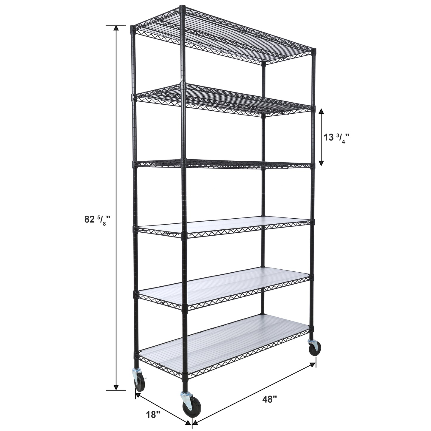 6 Tier 6000lbs Capacity NSF Metal Shelf Wire Shelving Unit, Heavy Duty Adjustable Storage Rack with Wheels & Shelf Liners