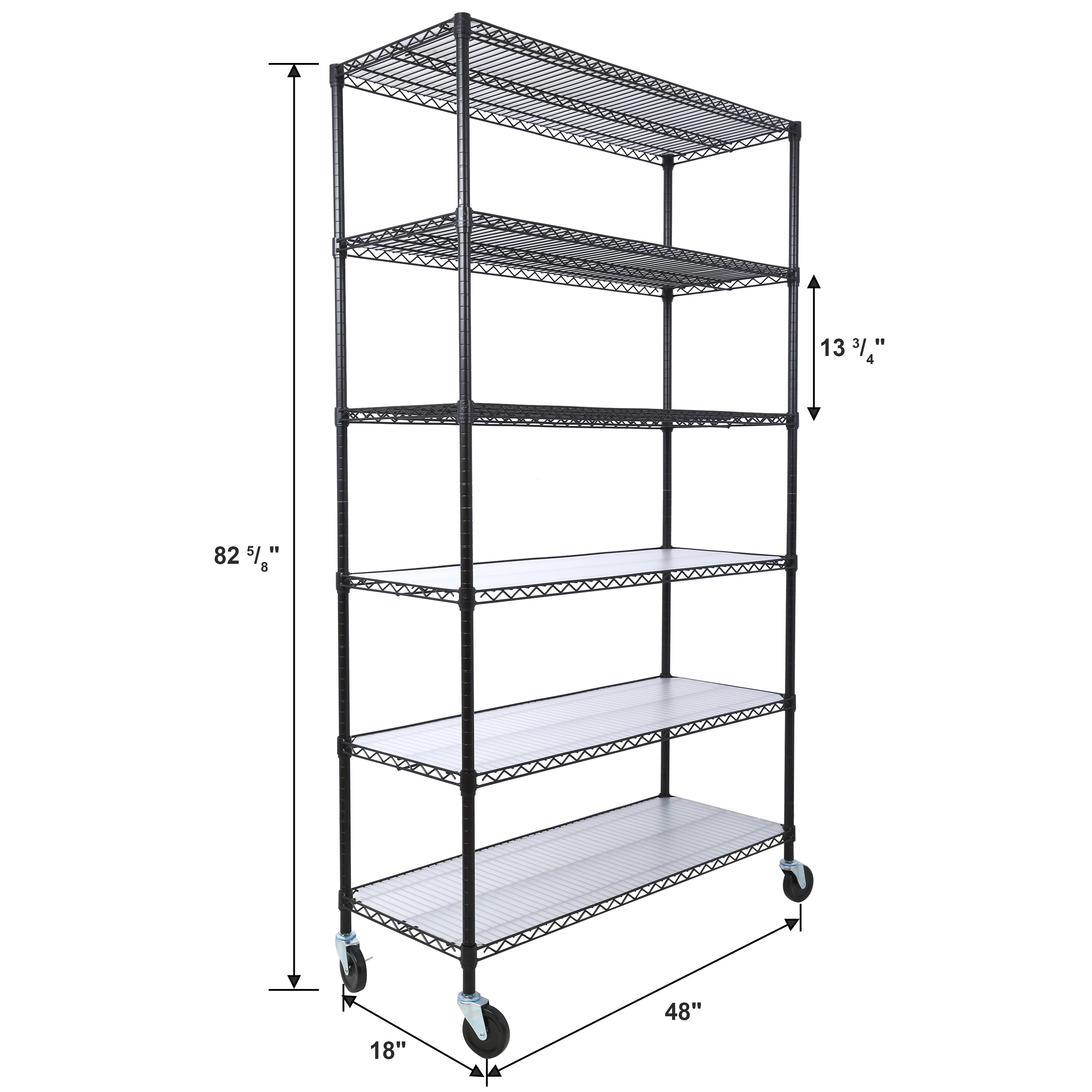 6 Tier 6000lbs Capacity NSF Metal Shelf Wire Shelving Unit, Heavy Duty Adjustable Storage Rack with Wheels & Shelf Liners