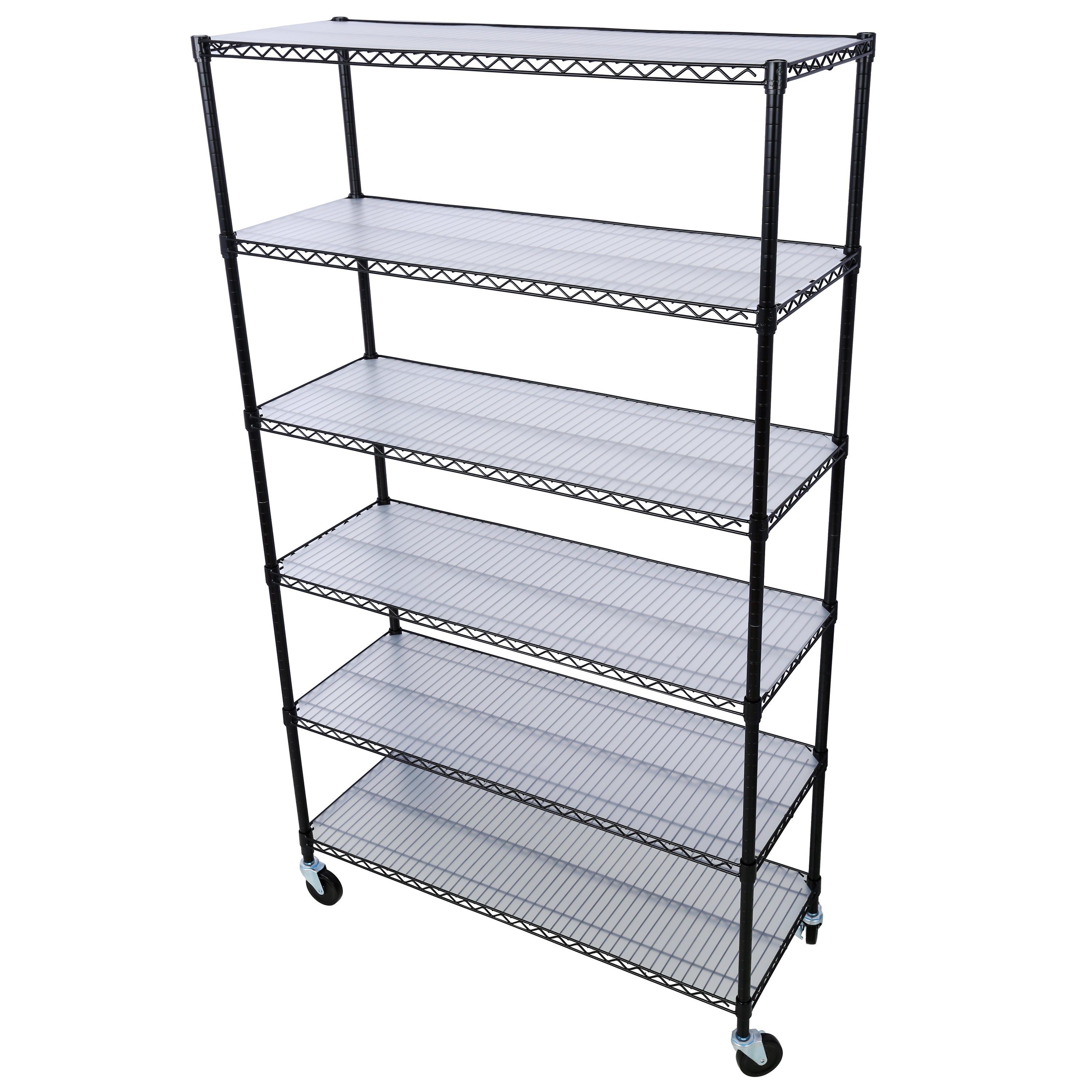 6 Tier 6000lbs Capacity NSF Metal Shelf Wire Shelving Unit, Heavy Duty Adjustable Storage Rack with Wheels & Shelf Liners