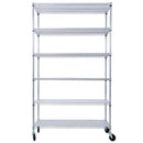 6 Tier 6000lbs Capacity NSF Metal Shelf Wire Shelving Unit, Heavy Duty Adjustable Storage Rack with Wheels & Shelf Liners