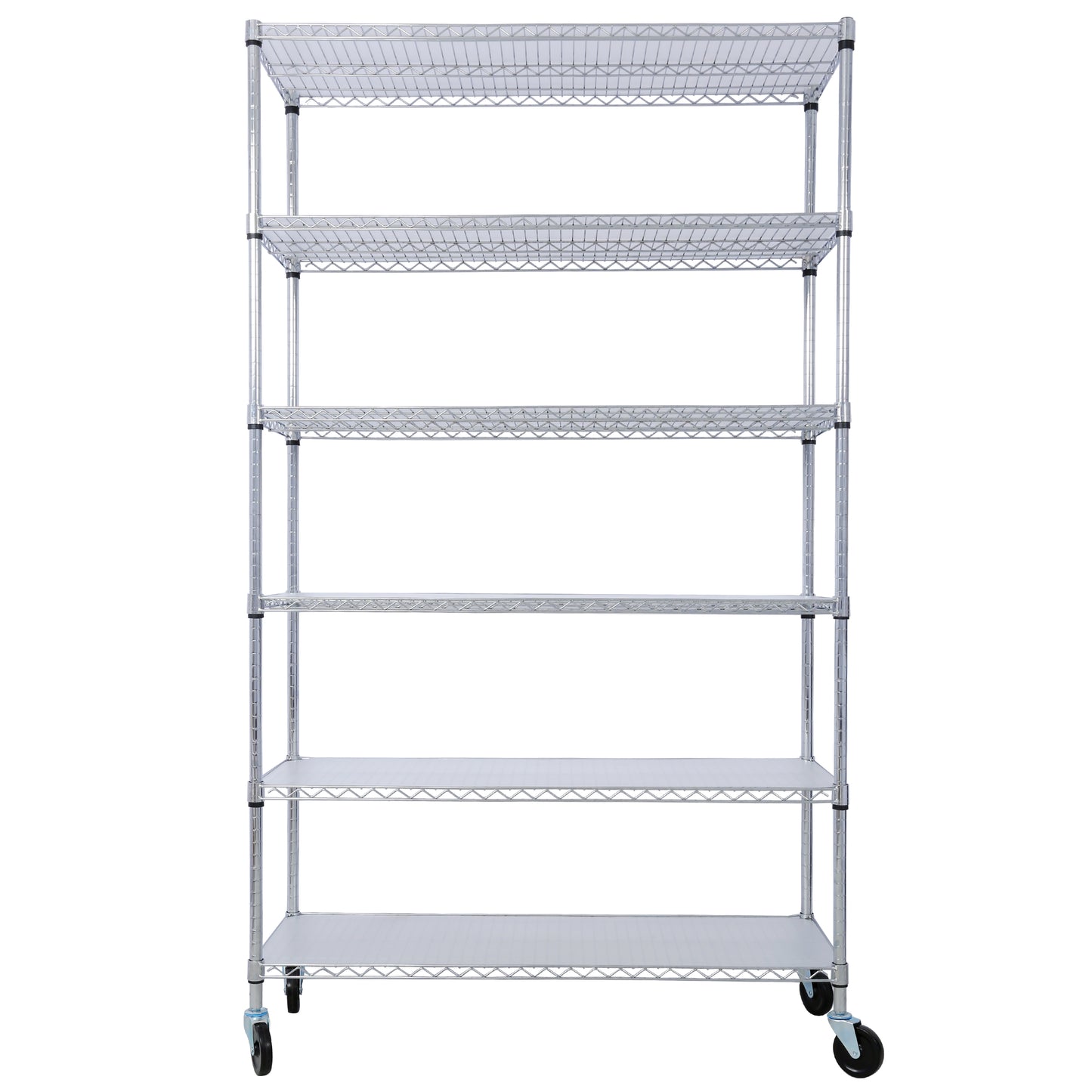 6 Tier 6000lbs Capacity NSF Metal Shelf Wire Shelving Unit, Heavy Duty Adjustable Storage Rack with Wheels & Shelf Liners