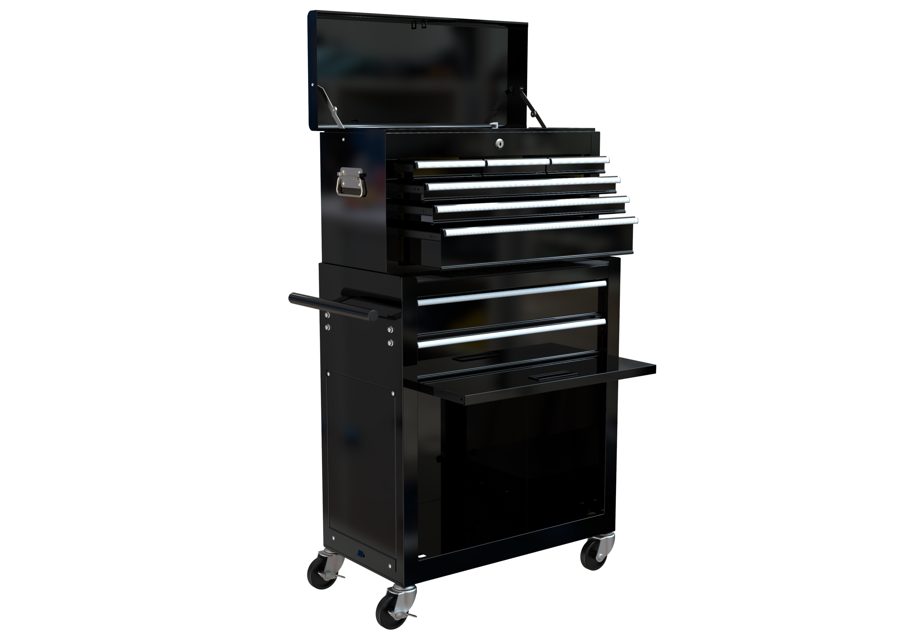 High Capacity Rolling Tool Chest with Wheels and Drawers, 8-Drawer Tool Storage Cabinet--BLACK