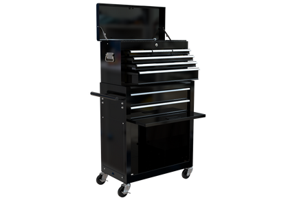 High Capacity Rolling Tool Chest with Wheels and Drawers, 8-Drawer Tool Storage Cabinet--BLACK