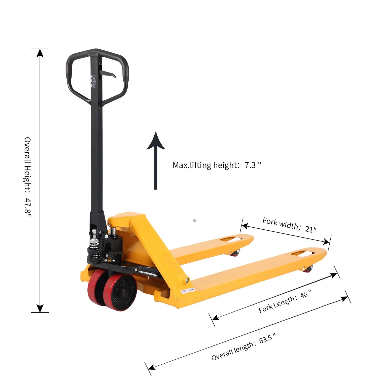 Hydraulic Pallet Jack A-1006 | 48" x 21" Forks | PU Wheels