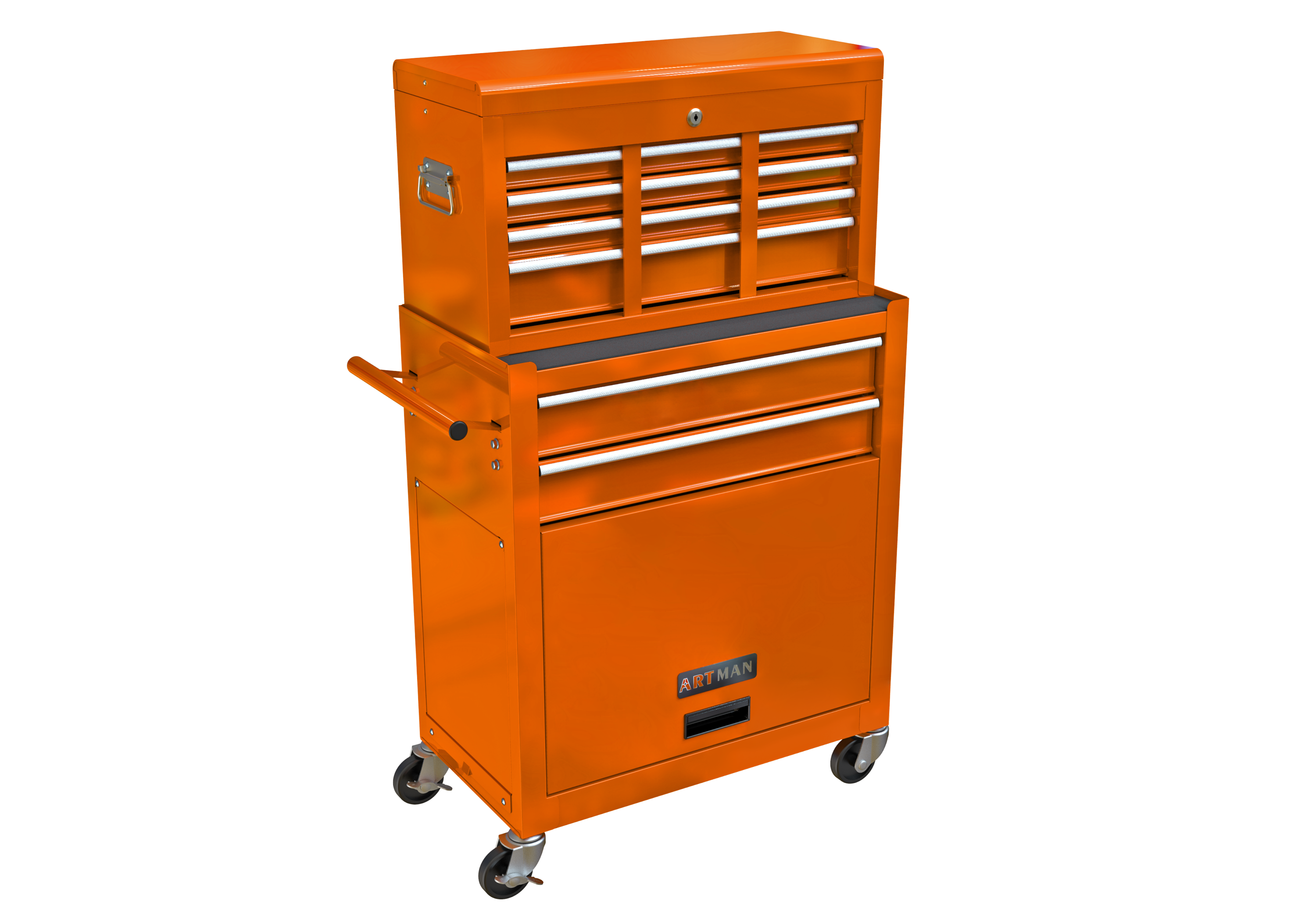 High Capacity Rolling Tool Chest with Wheels and Drawers, 8-Drawer Tool Storage Cabinet--ORANGE