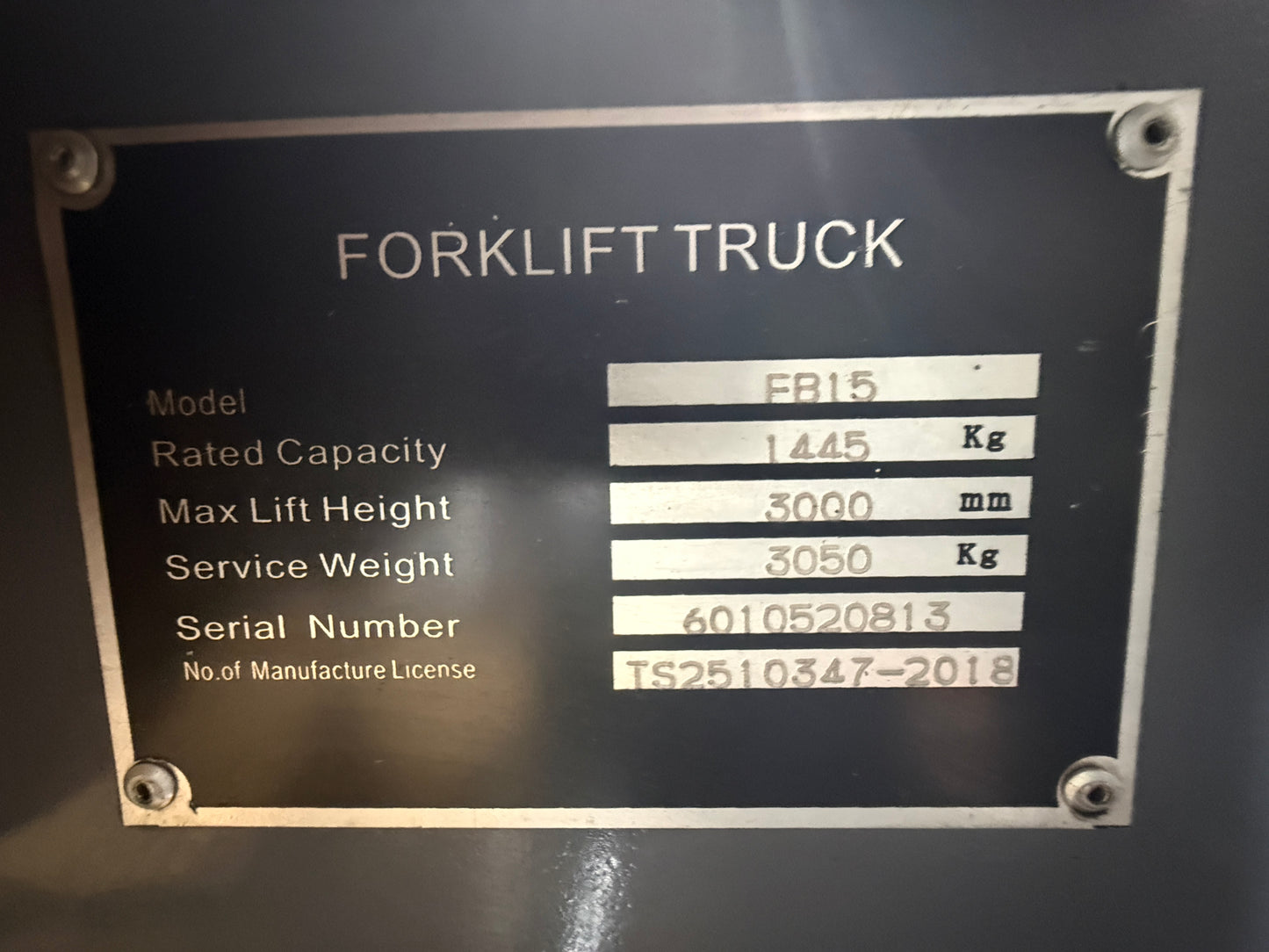 Used Zoomlion Electric Forklift (3,100 lb)