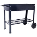 Products Elevated Mobile Raised Metal Planter Garden Bed for Backyard, Patio Wheels, Lower Shelf