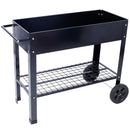 Products Elevated Mobile Raised Metal Planter Garden Bed for Backyard, Patio Wheels, Lower Shelf