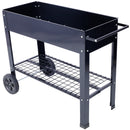 Products Elevated Mobile Raised Metal Planter Garden Bed for Backyard, Patio Wheels, Lower Shelf