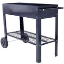 Products Elevated Mobile Raised Metal Planter Garden Bed for Backyard, Patio Wheels, Lower Shelf