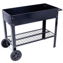 Products Elevated Mobile Raised Metal Planter Garden Bed for Backyard, Patio Wheels, Lower Shelf