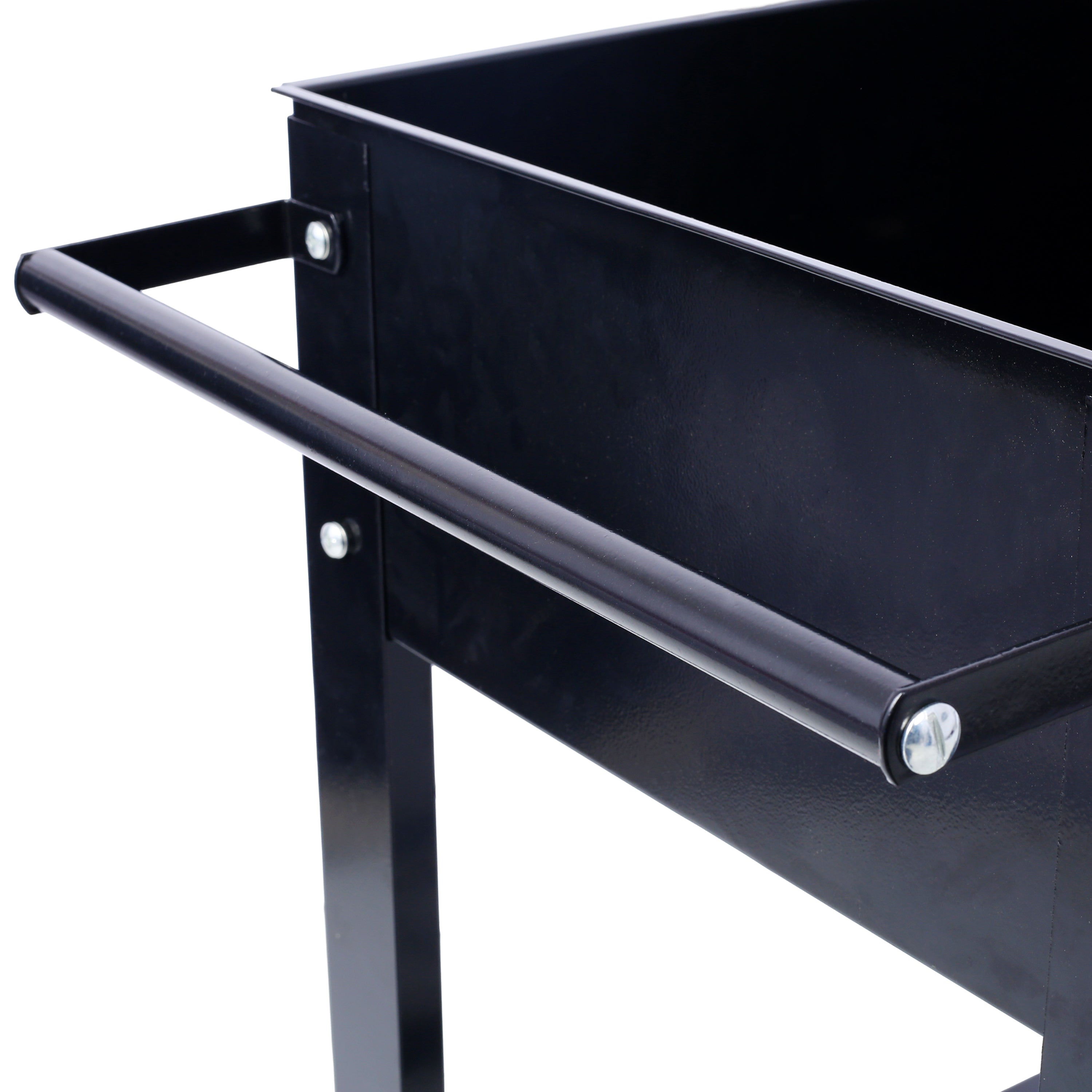 Products Elevated Mobile Raised Metal Planter Garden Bed for Backyard, Patio Wheels, Lower Shelf