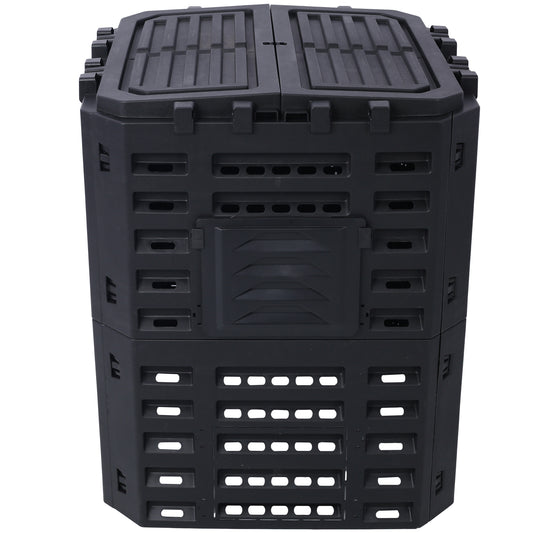 Garden Composter Bin Made from Recycled Plastic – 90 Gallons (340Liter) Large Compost Bin - Create Fertile Soil with Easy Assembly, Lightweight, Aerating Outdoor Compost Box