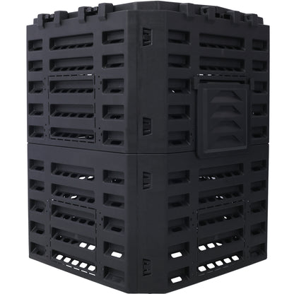 Garden Composter Bin Made from Recycled Plastic – 90 Gallons (340Liter) Large Compost Bin - Create Fertile Soil with Easy Assembly, Lightweight, Aerating Outdoor Compost Box