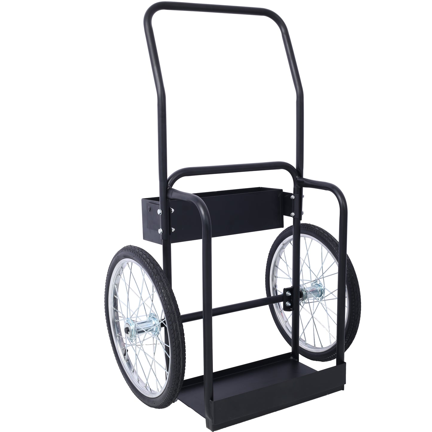 Large Dual Oxygen Tank Cart Dolly Double Cylinder Cart, 20" pneumatic Wheels Includes two fastening belts ,black