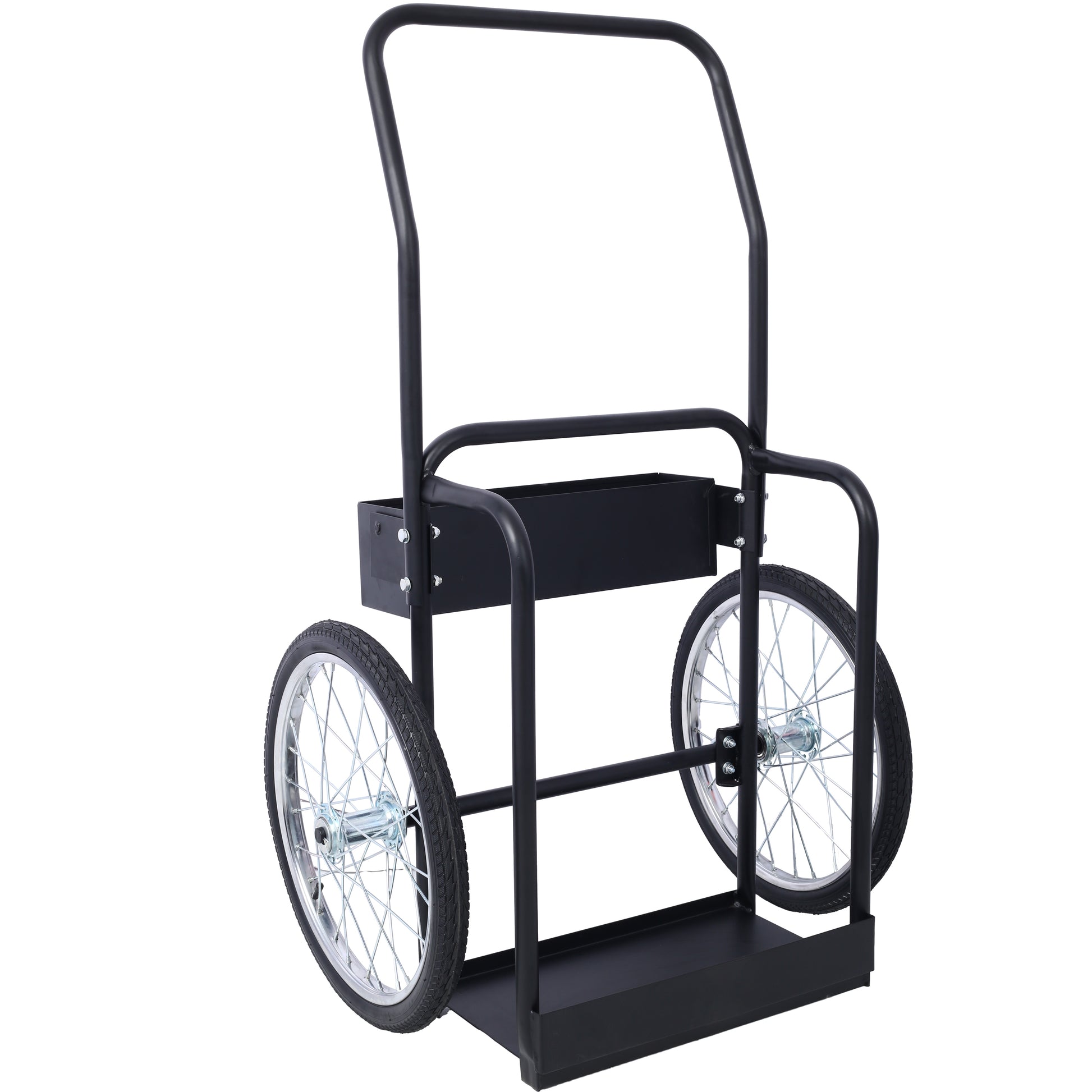 Large Dual Oxygen Tank Cart Dolly Double Cylinder Cart, 20" pneumatic Wheels Includes two fastening belts ,black