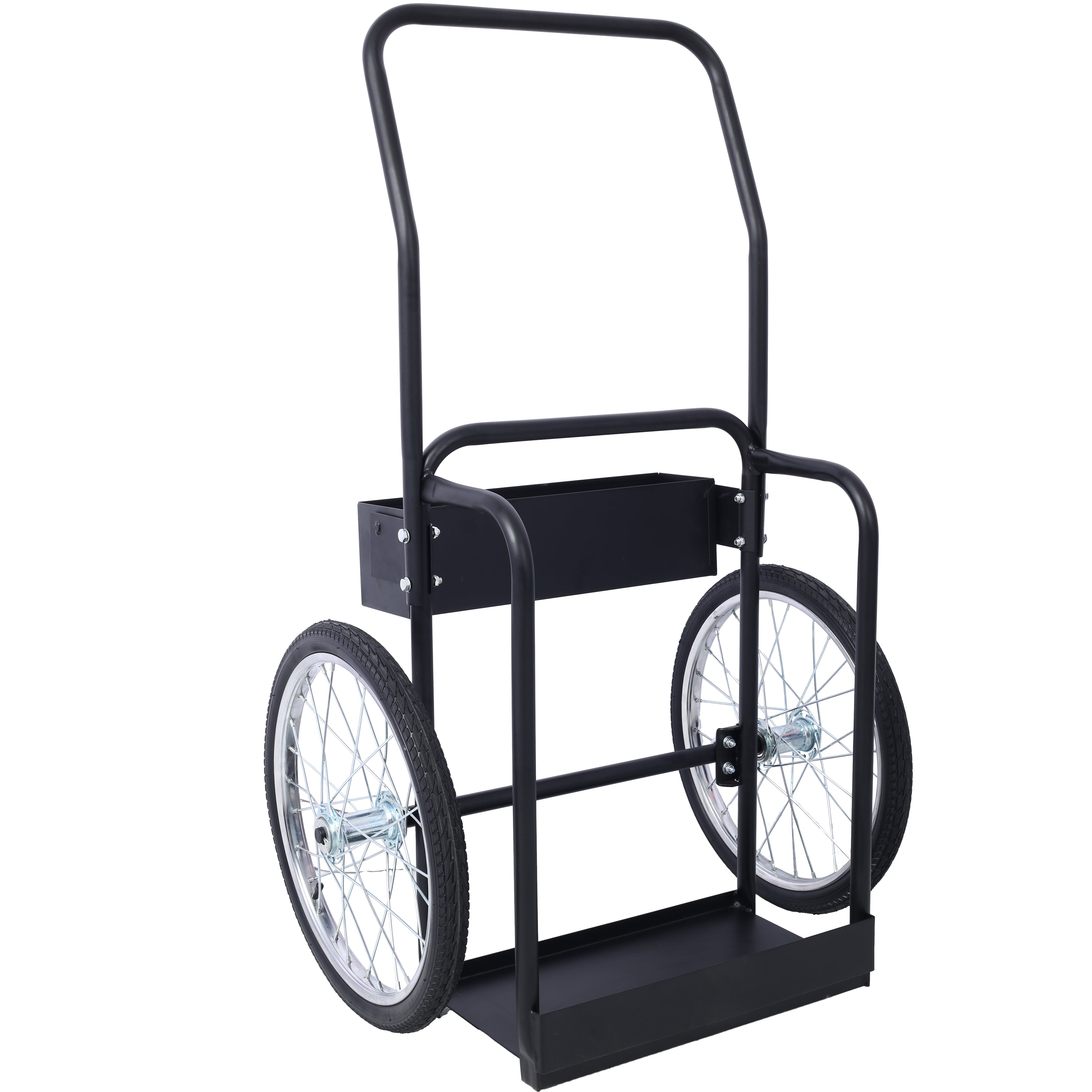 Large Dual Oxygen Tank Cart Dolly Double Cylinder Cart, 20" pneumatic Wheels Includes two fastening belts ,black