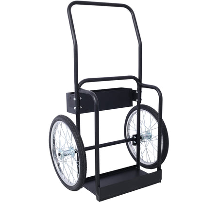 Large Dual Oxygen Tank Cart Dolly Double Cylinder Cart, 20" pneumatic Wheels Includes two fastening belts ,black