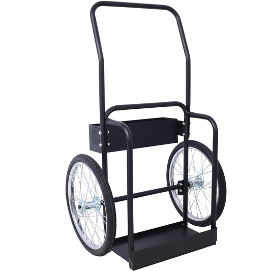 Large Dual Oxygen Tank Cart Dolly Double Cylinder Cart, 20" pneumatic Wheels Includes two fastening belts ,black